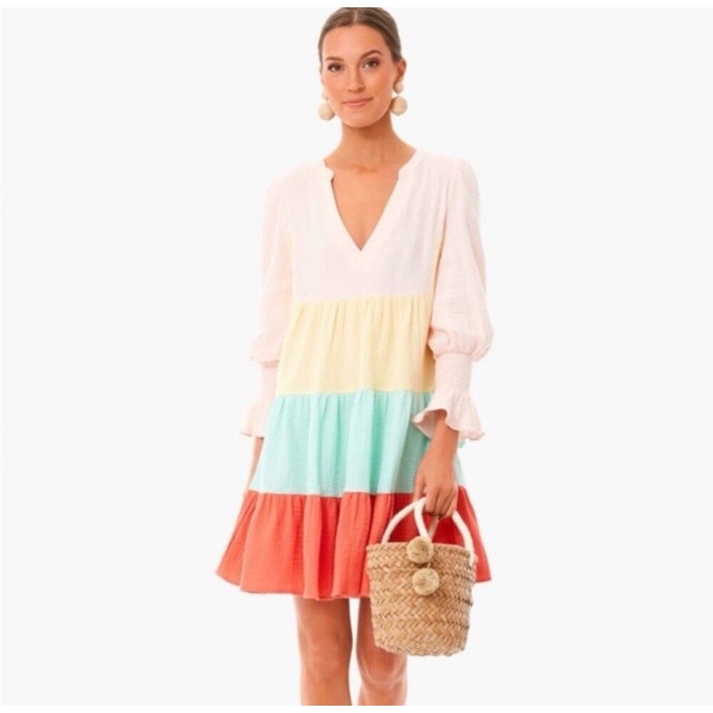 Tuckernuck Pomander Place Tiered Kenzo Dress Sz M Sorbet Pastel Boho Coastal
